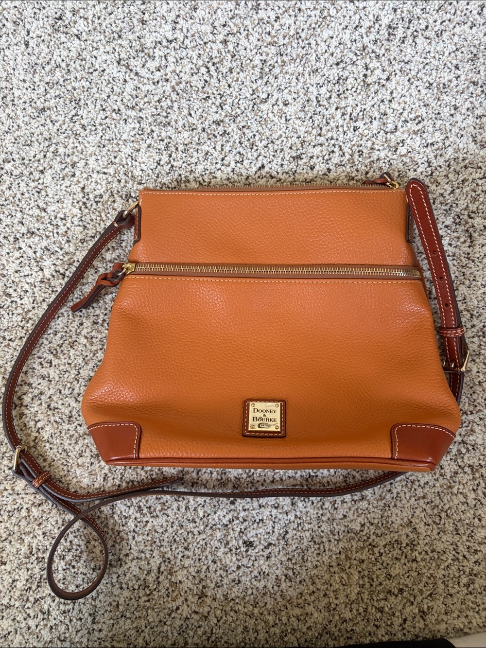 Dooney & Bourke Cognac Brown Pebbled Leather Crossbody